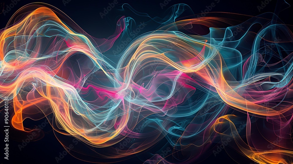 Fototapeta premium Colorful smoke trails intertwining and forming abstract shapes in mid-air