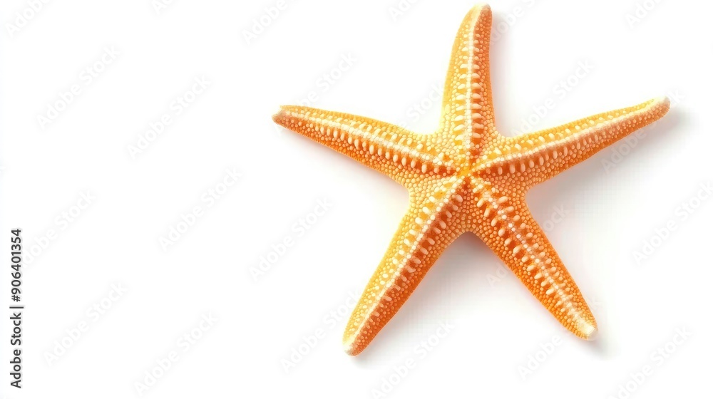 Bright Orange Starfish Displaying Its Unique Five-Pointed Shape on a White Surface Bright Orange Starfish Displaying Its Unique Five-Pointed Shape on a White Surface