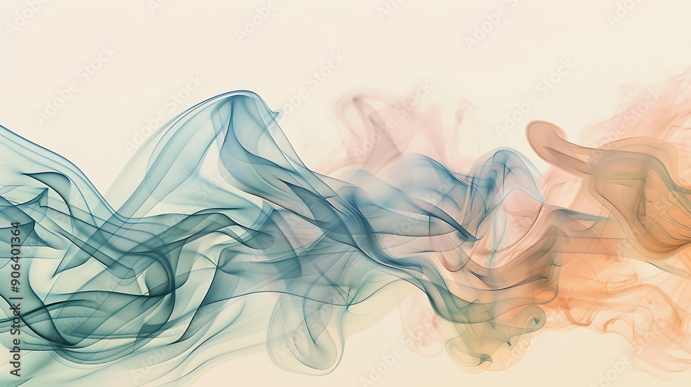 Fototapeta premium Soft, pastel-colored smoke drifting and merging on a neutral background