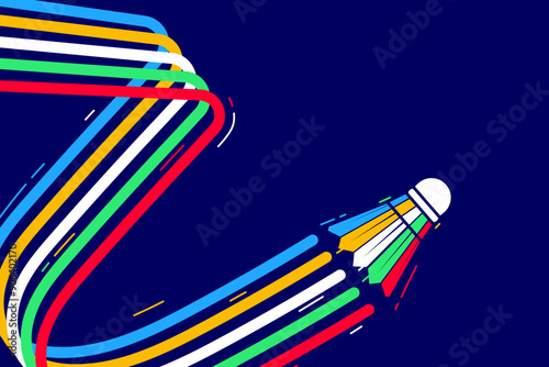 Colorful badminton shuttlecock background with copy space for text. Perfect for sports related designs, olympic games, advertising