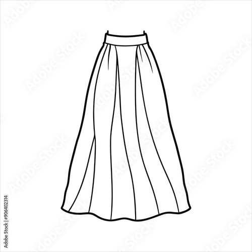 A flowy maxi skirt to color line art vector