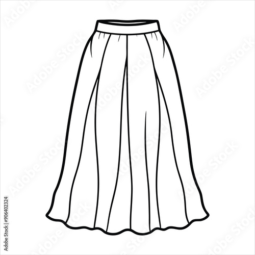 A flowy maxi skirt to color line art vector