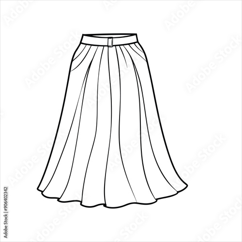 A flowy maxi skirt to color line art vector