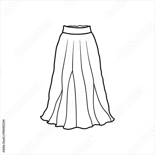 A flowy maxi skirt to color line art vector