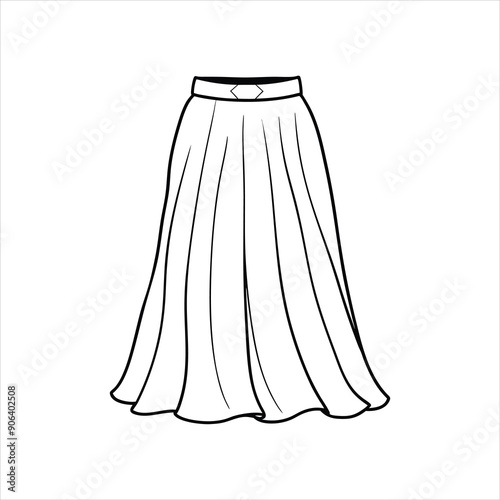 A flowy maxi skirt to color line art vector
