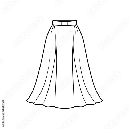 A flowy maxi skirt to color line art vector