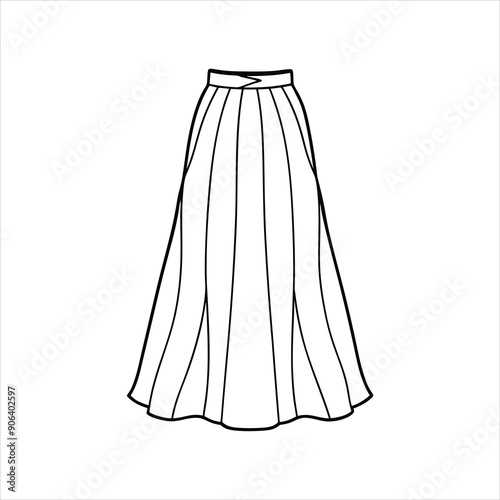 A flowy maxi skirt to color line art vector