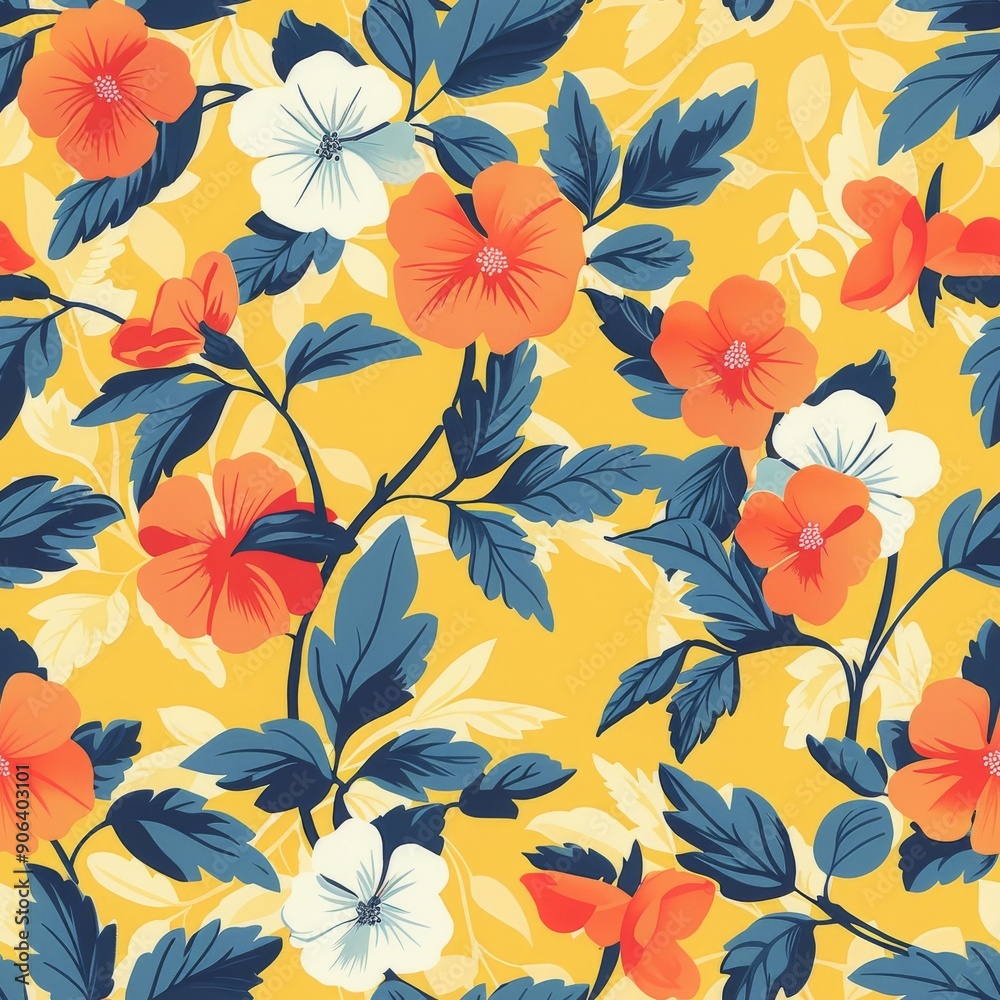 Seamless pattern with flowers in retro style. illustration. Seamless pattern with flowers in retro style. illustration.