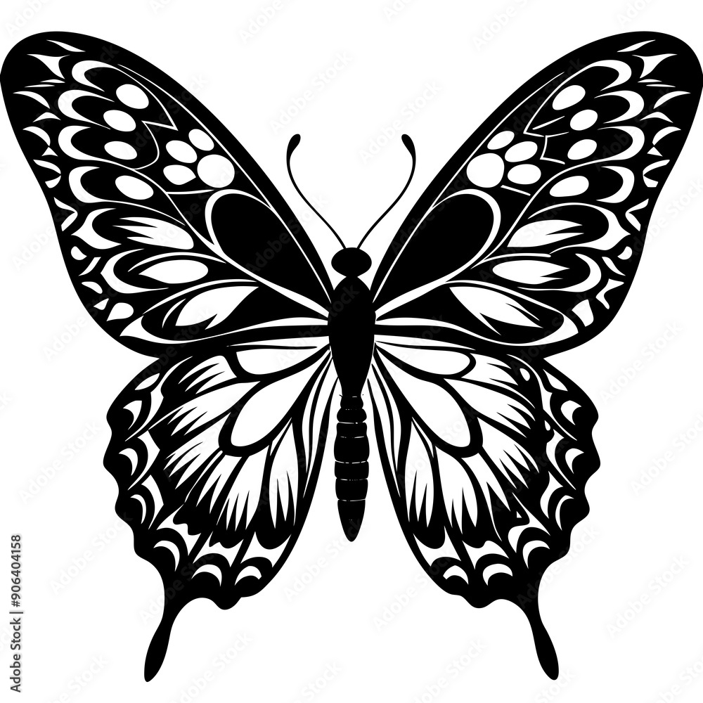 Silhouette of butterfly, butterfly black vector icon Silhouette of butterfly, butterfly black vector icon