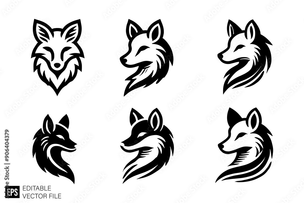Obraz premium fox head vector graphic design black and white clip art silhouette