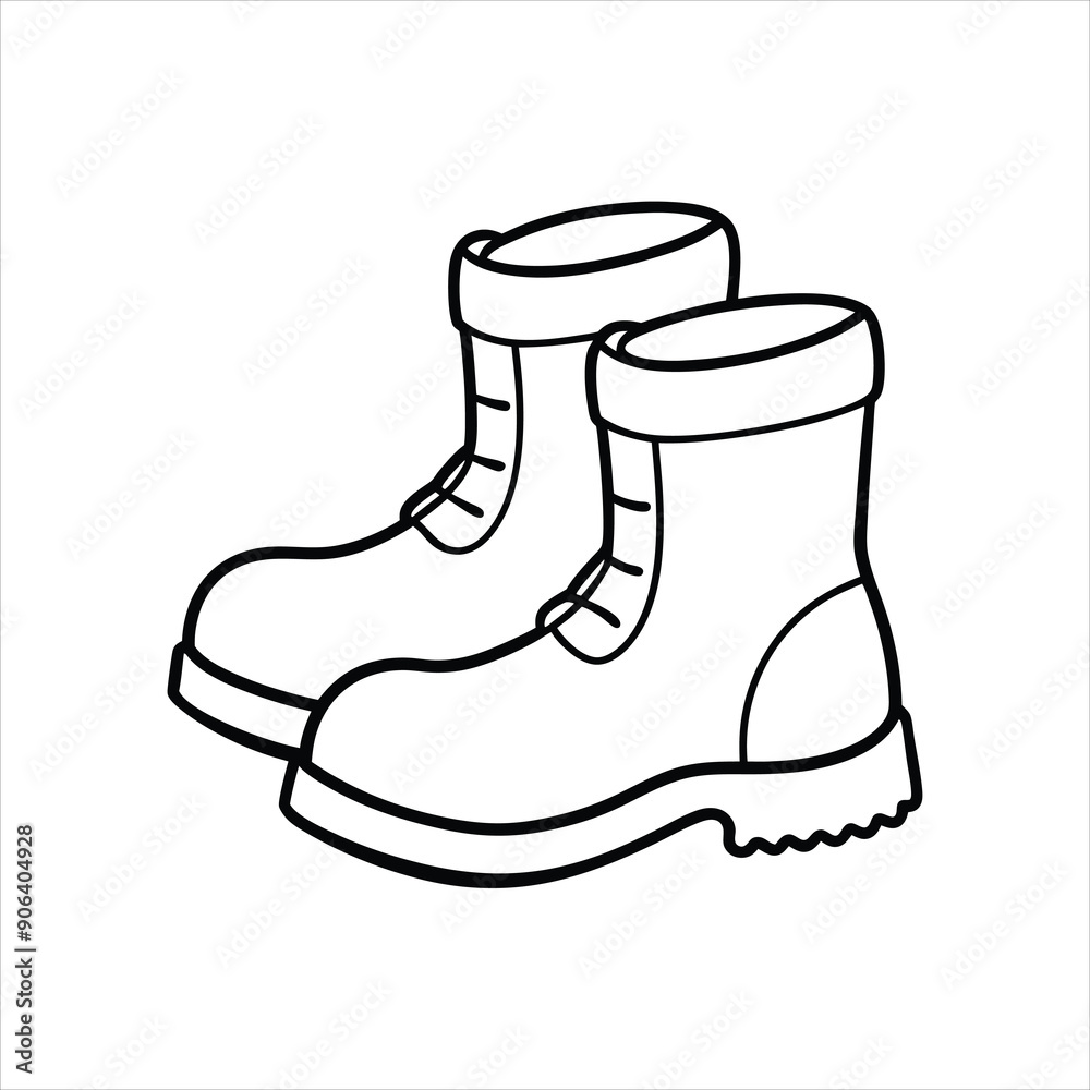 a pair of snow boots line art vector a pair of snow boots line art vector