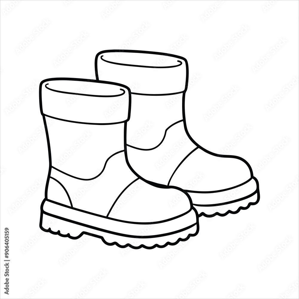 a pair of snow boots line art vector a pair of snow boots line art vector