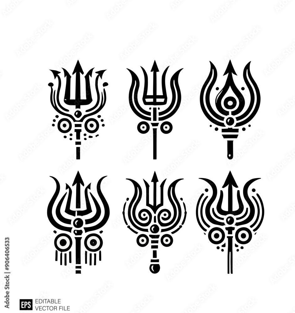 trident set black and white vector clip art silhouette graphic design trident set black and white vector clip art silhouette graphic design