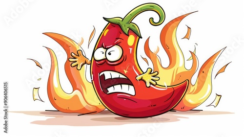 3d cartoon red chili with angry face