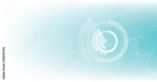 Technology geometric diagram on white and blue background. High-tech geometric connection system.Vector abstract technology on a white and blue background.