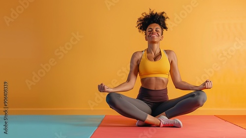 Girl enjoying a workout session in activewear with a solid color backdrop, highly detailed and clear