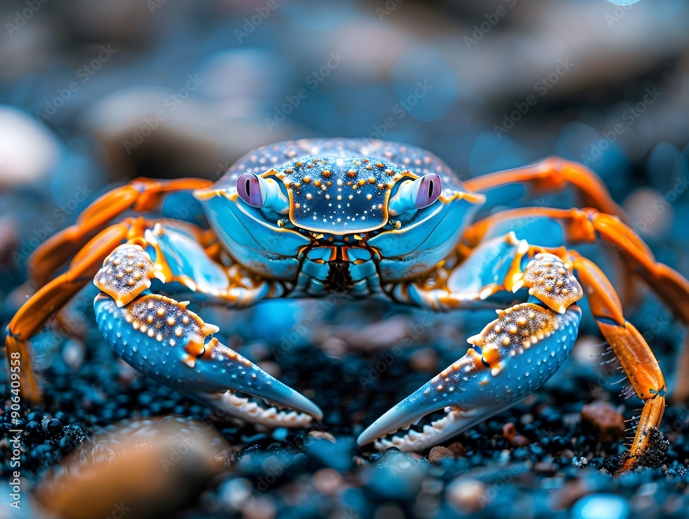 Vibrant Blue Crab Showcasing Intricate Underwater Marine Life Ecosystem Vibrant Blue Crab Showcasing Intricate Underwater Marine Life Ecosystem