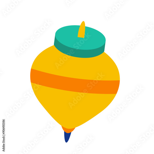 Spinning top flat icon design vector illustration, gambar gasing isolated on white background, top traditional toy clip art image