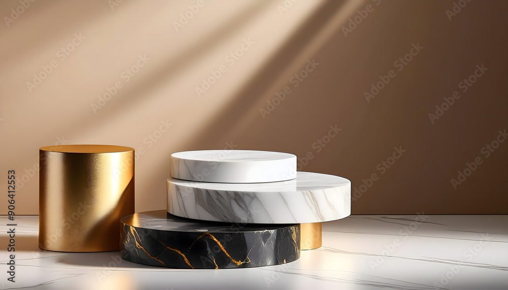 gold and grey and black marble display podium for luxury product advertisement with a beauti gold and grey and black marble display podium for luxury product advertisement with a beauti