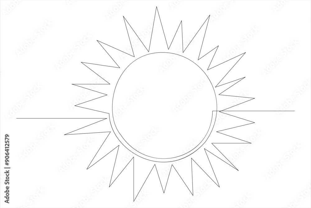 Continuous one line drawing sun art Summer sun contour line sign line art illustration
Continuous one line drawing sun art Summer sun contour line sign line art illustration