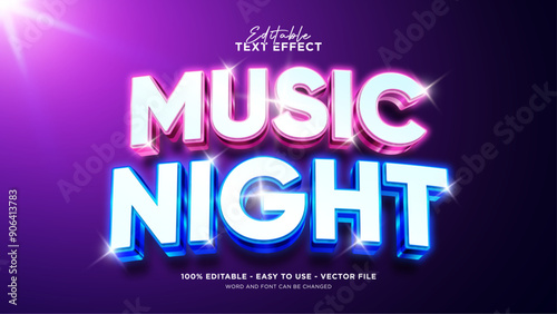 Editable music text effect, 3d vector mock up