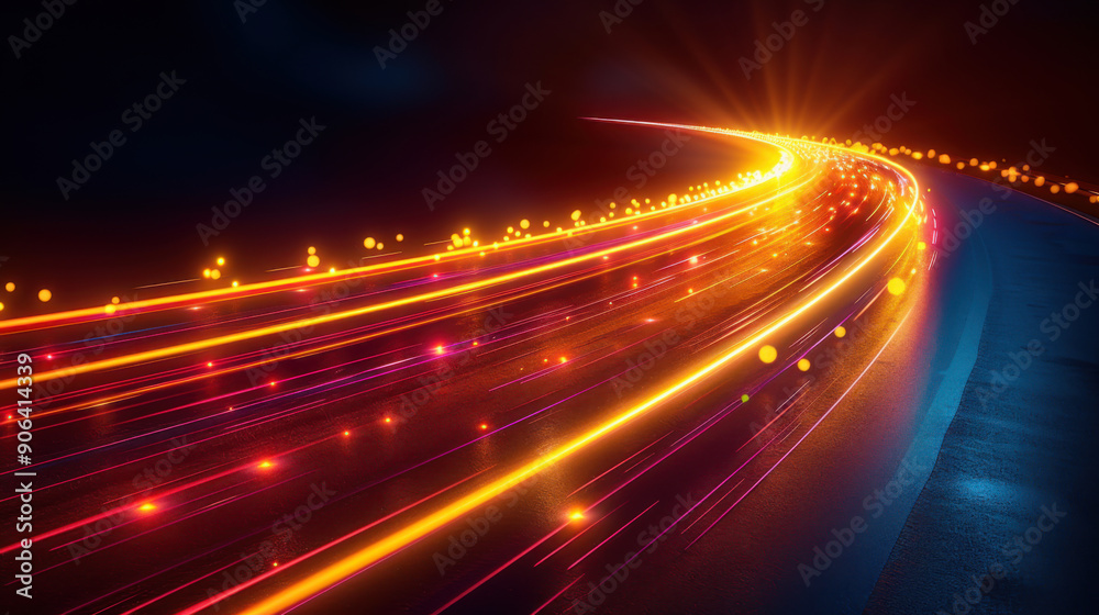 Abstract Lights Trails on a Curved Road Abstract Lights Trails on a Curved Road