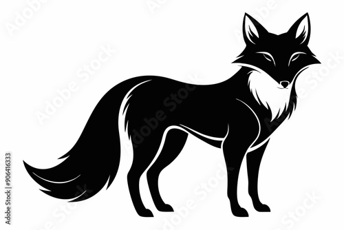 Fox silhouette isolated vector of wild animals