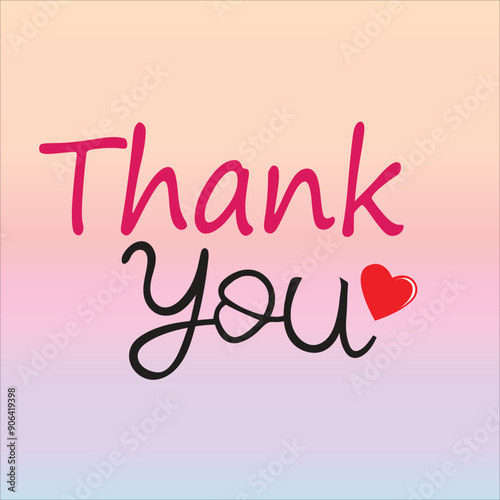 Thank You. Poster with hand drawn lettering Thank You for Thanksgiving Day. Hand drawn vintage drawing for poster on gradient background. Vector Illustration.