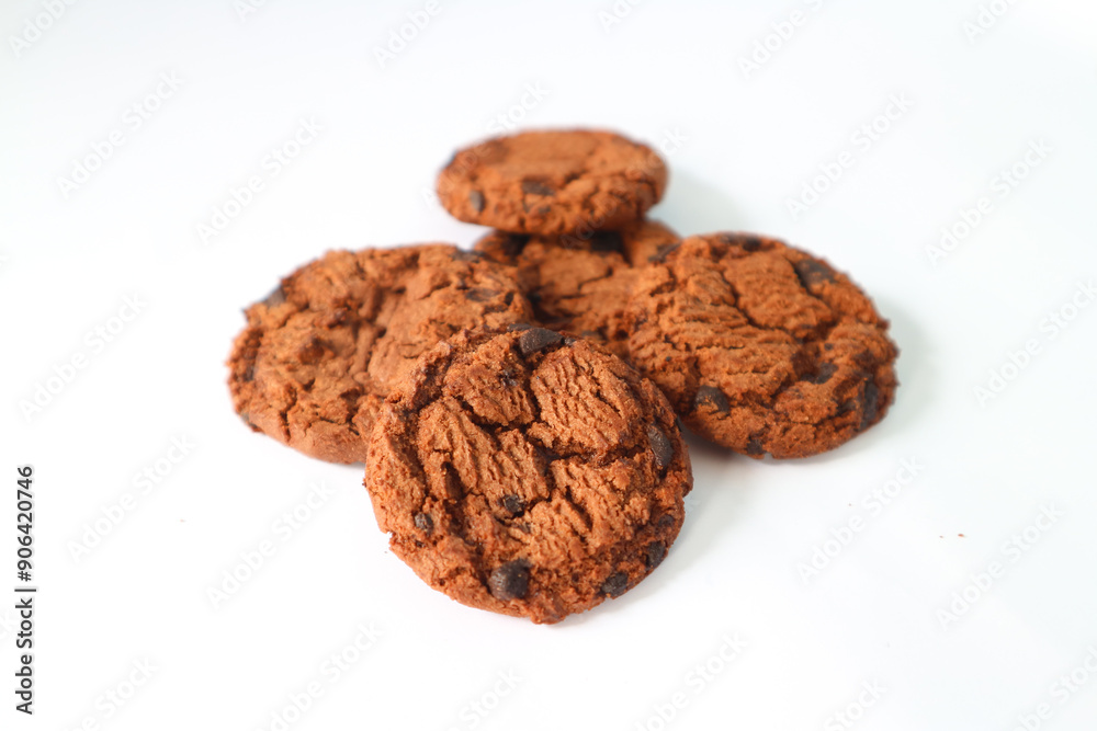 Chocolate chip cookies on white background Chocolate chip cookies on white background
