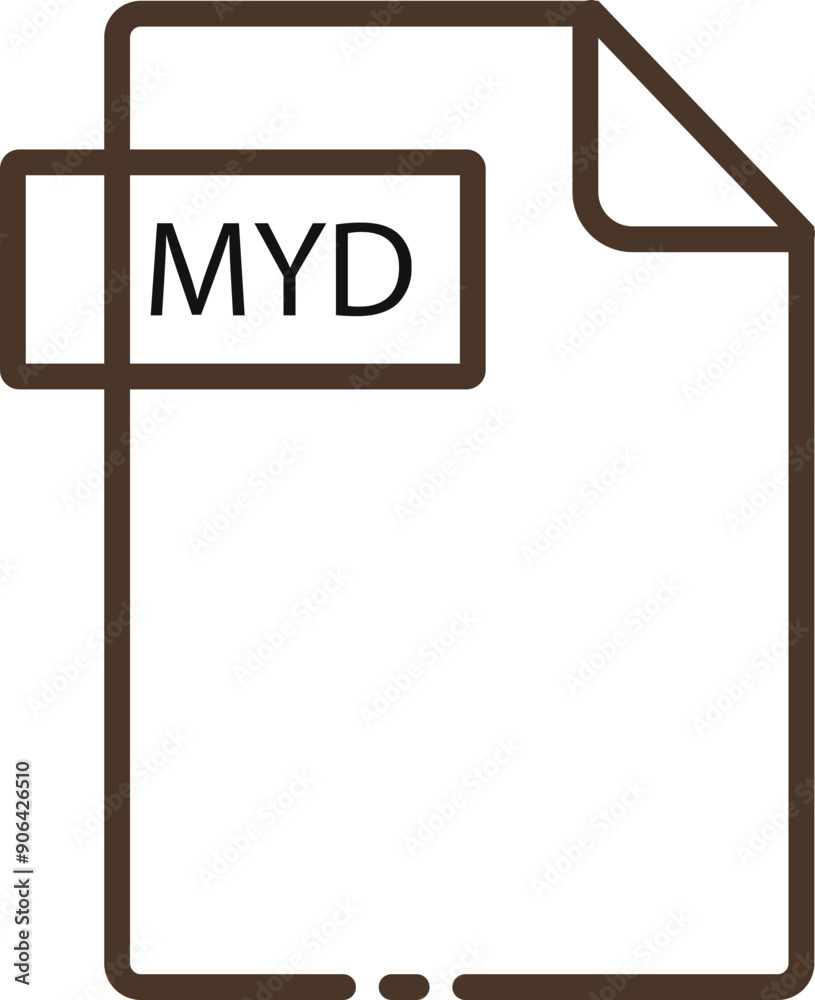 MYD File format minimal icon with black outline MYD File format minimal icon with black outline