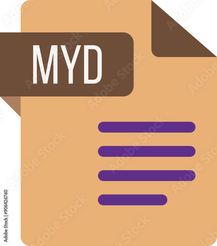 MYD File icon with dark ciolor and folded doc photo