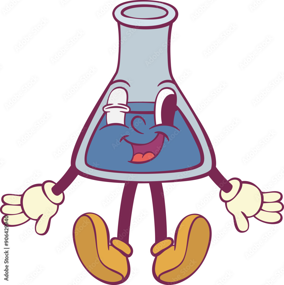 Test tube retro groovy mascot Test tube retro groovy mascot