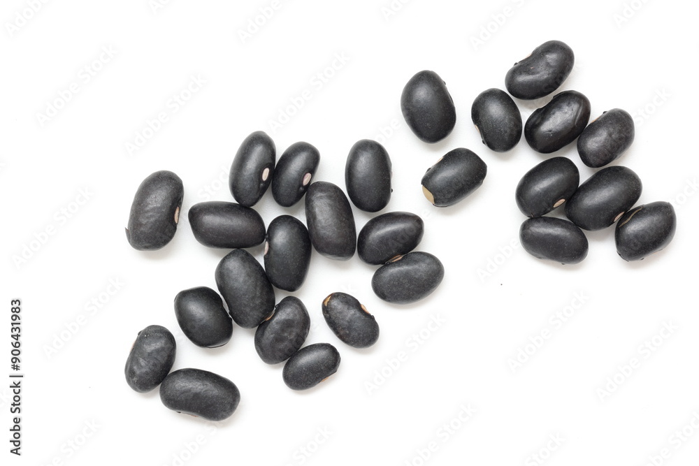 black bean seeds isolated on white background 