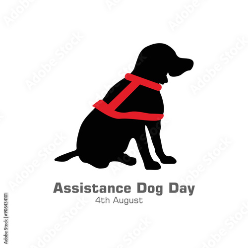 Assistance Dog Day Vector, illustration. 4th August. Dog that provides assistance to a disabled person and is task-trained to help mitigate the handler's disability.