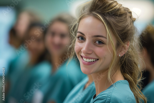 A group of nursing students undergoing training at college