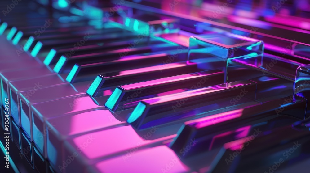 Obraz premium Neon Keys: A Synthwave Piano