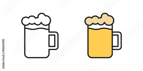 Cold beer icon in flat style. Alcohol drink vector illustration on isolated background. Alcohol glass sign business concept.