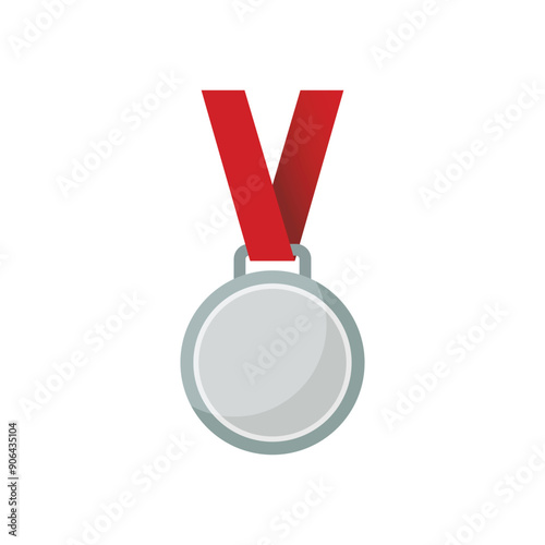 Silver medal icon in flat style. Trophy award vector illustration on isolated background. Winner sign business concept.