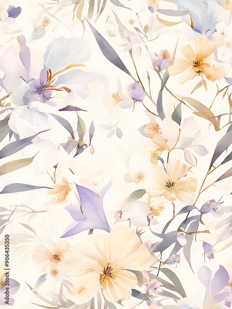 Obraz premium Floral watercolor illustration with calm and soft colors