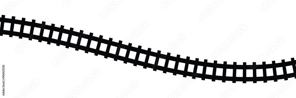 Obraz premium Railway train track vector route. Rail pattern round circular curve railroad path icon . Vector Illustration.