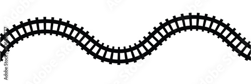 Railway train track vector route. Rail pattern round circular curve railroad path icon . Vector Illustration.