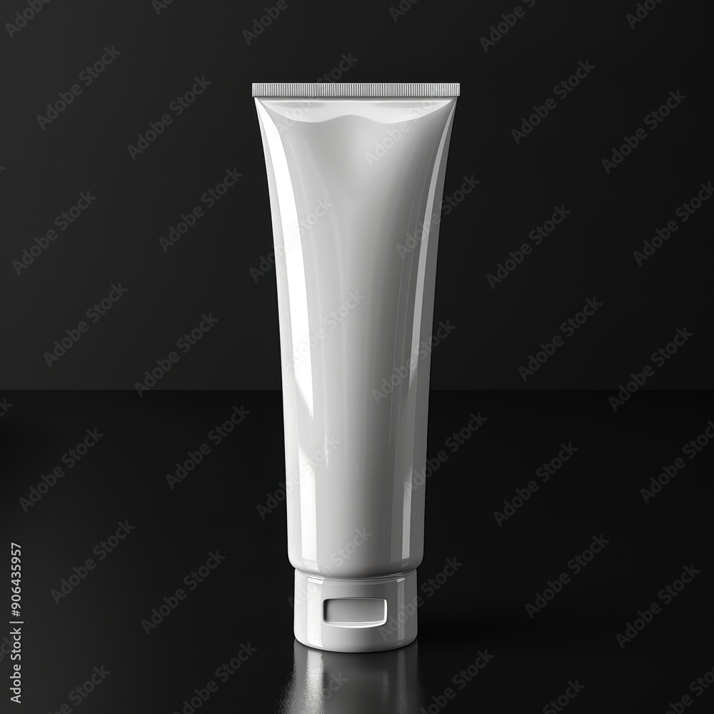 White Plastic Tube Mockup on Black Background White Plastic Tube Mockup on Black Background