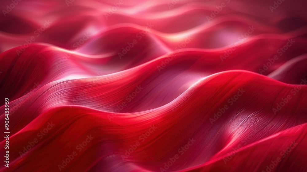 Obraz premium Abstract Red Wavy Background, Digital Art Design for Wallpaper, Banner, and Website