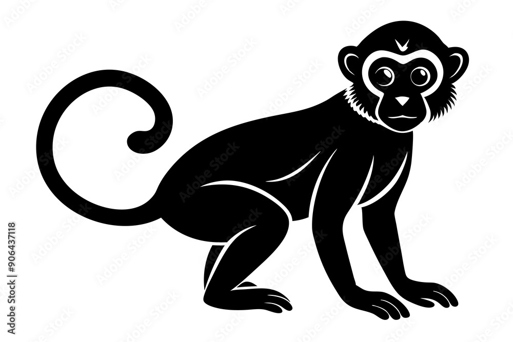 Obraz premium Monkey silhouette, Monkey icon vector illustration 