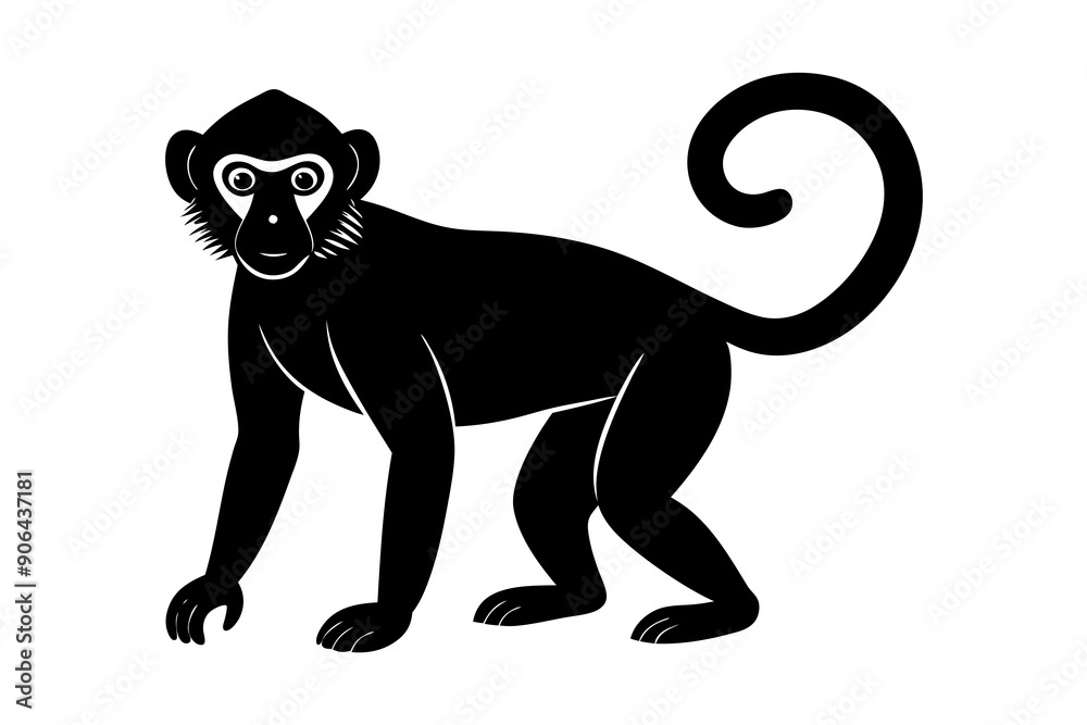 Naklejka premium Monkey silhouette, Monkey icon vector illustration 