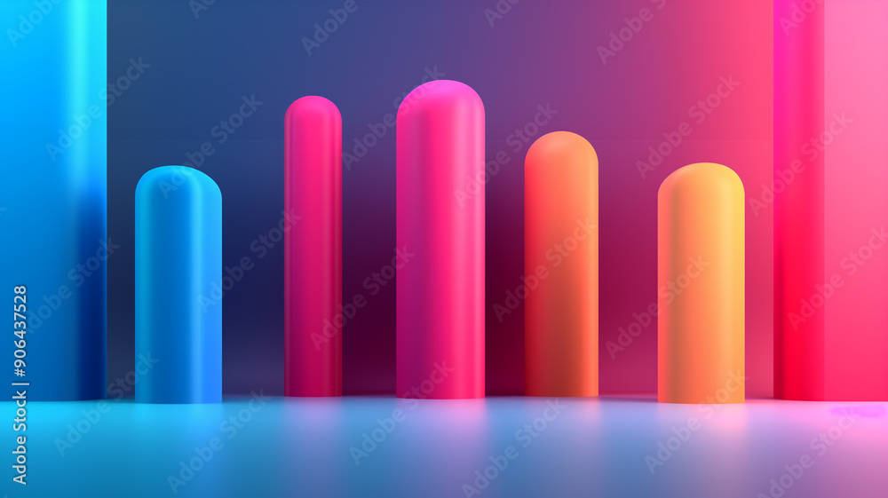 Colorful 3D bars representing data visualization in a dynamic and modern design, perfect for business presentations and reports. Colorful 3D bars representing data visualization in a dynamic and modern design, perfect for business presentations and reports.