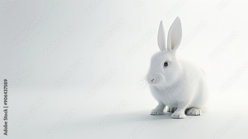 Obraz premium White Rabbit on a White Background