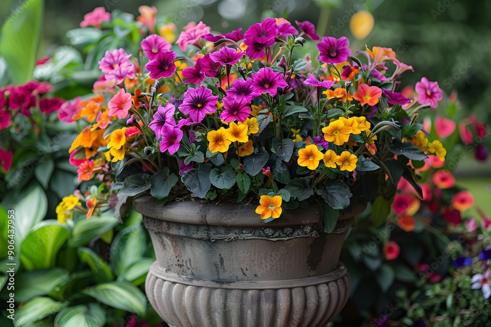 Vibrant Flower Pot Overflowing with Colorful Blooms