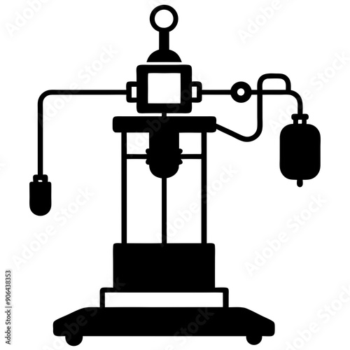 Vector silhouette  of Anesthetic machine white  background