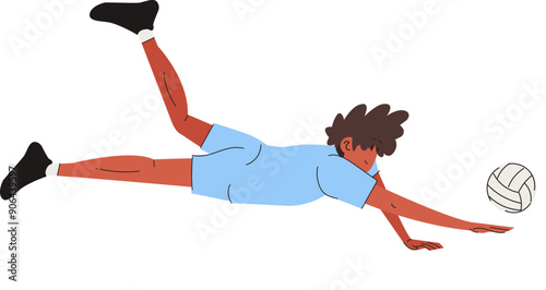 VolleyBall Player Man Jump Smash Sports Set Vector
